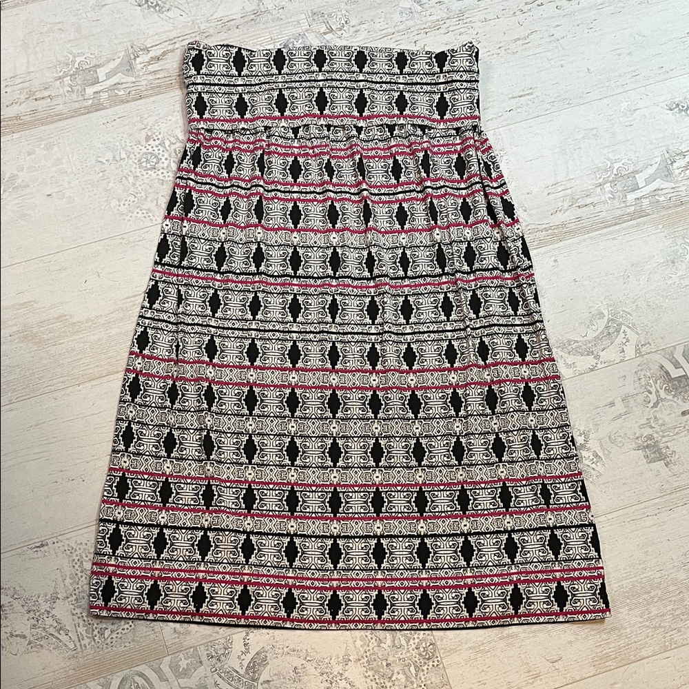 Cynthia Rowley Black White and Pink Tribal Print Maxi Skirt Size 1X